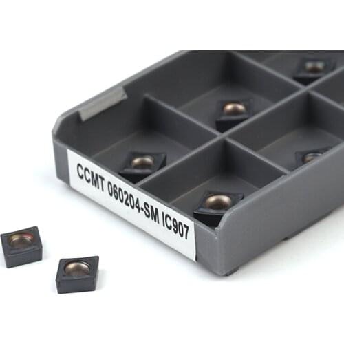 10PCS Carbide Insert CCMT060204 CCMT060208 SM IC907 IC908 Lathe External Turning Tools CNC CCMT Blade Machine Cutting Tool