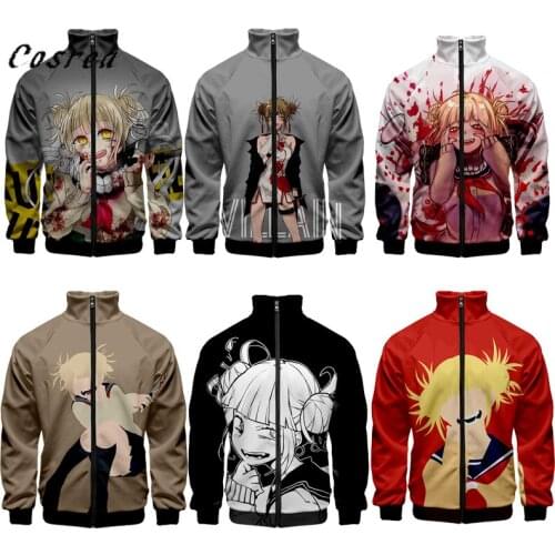 Japanese Anime Boku No Hero Academia Mens Cosplay Hoodie Sweatshirt Himiko Toga Cosplay Hoodies Zipper Jacket Coat for Mens