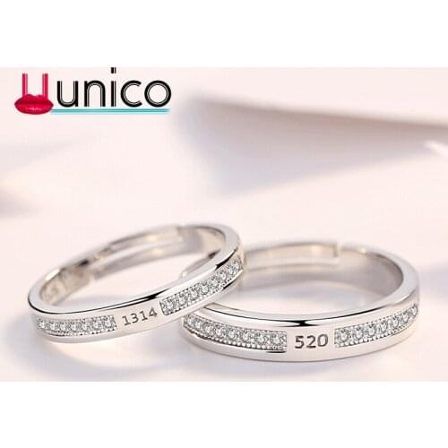 UUNICO Korean style engagement ring 5201314 opening couple ring fashion jewelry 925 silver jewelry Valentines Day birthday gift