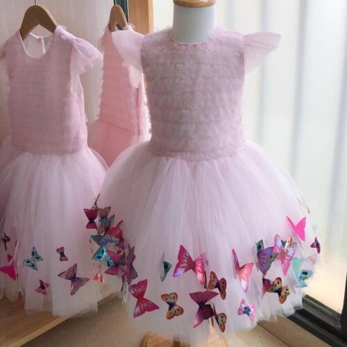 Baby Girl Party And Wedding Sequin mesh Dresses for kids Birthday party Princess blaa gown dress
