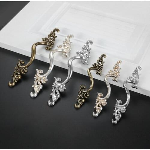1pc Vintage Handle Antique Bronze/Silver Pull Flower Wave Knob 64/96mm Hole Alloy Decor Kitchen/Bathroom Furniture Chest w/screw