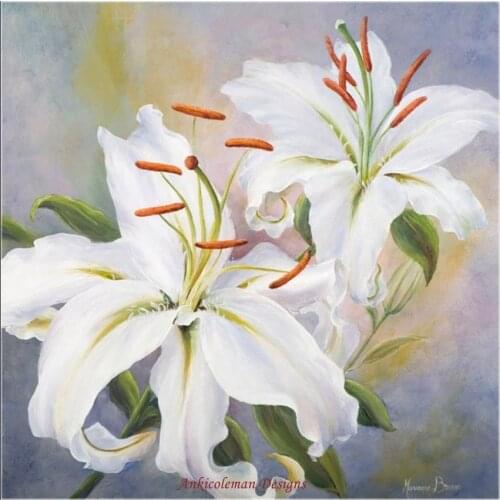 Embroidery Counted Cross Stitch Kits Needlework - Crafts 14 ct DMC color DIY Arts Handmade Decor - White Lilies