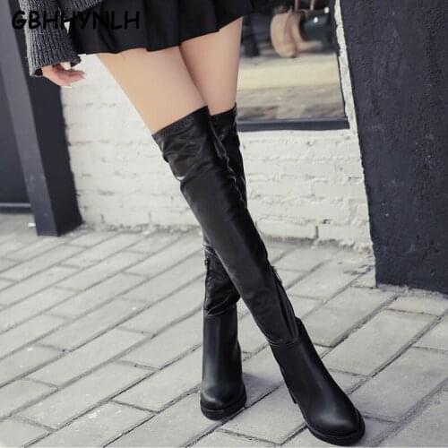 2020 Women Casual Over The Knee Boots Shoes Winter Women Female Round Toe Platform High Heels Pumps Warm Snow Boots Mujer LJA880