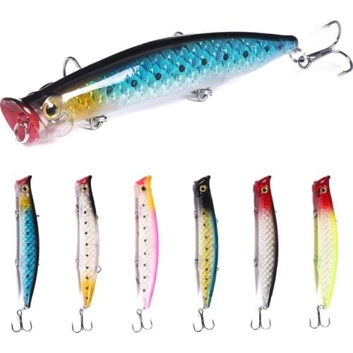 1Pcs Popper Fishing Lure 11cm 13g Hard Bait 3D EyesHooks Minnow Crank Bait Pesca Tackle