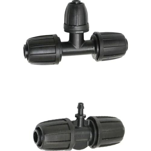 1/4" 3/8" to 1/2" Garden hose reducing tee water splitter 16mm to 4/7 8/11 hose tee barb connector lock nut 1pcs