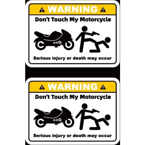 2 PCS Warning Mark Do Not Touch My Motorbike Stickers Motorcycle Decals 8cmx5.6cm