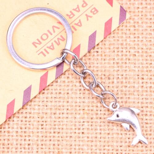 20pcs New Fashion Keychain 23x13mm lovely dolphin Pendants DIY Men Jewelry Car Key Chain Ring Holder Souvenir For Gift