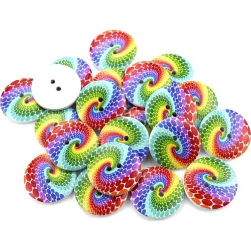 200PCS Round Clothing Buttons Environmental Wooden Button Rainbow Button DIY Sewing Accessories Clothing Wood Buttons 15/20/25mm
