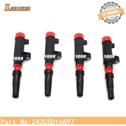 243CSD16697 High Performance Ignition Coil Kit For Renault Clio Laguna Megane Scenic F4P F4R K4J K4M 8200405098