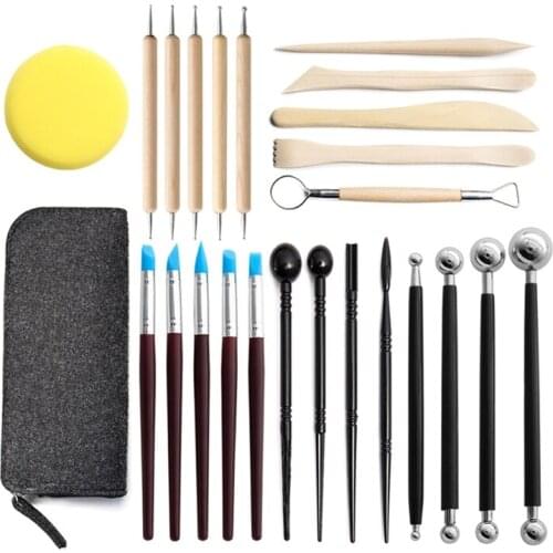 25pcs Ball Stylus Dotting Tools Polymer Modeling Clay Sculpting Tool Set Rock Painting Sculpture Pottery Kit for Beginners
