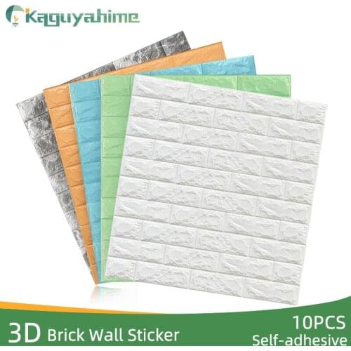 Kaguyahime 3D Brick Wall Stickers 10pcs/lot DIY Decor Waterproof Self-Adhesive Wallpaper For Kitchen Bedroom Foam Wall Sticker