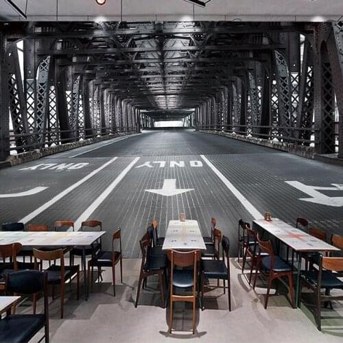 Custom Photo Wallpaper 3D Stereoscopic Space Bridge Building Large Mural Retro Bar Restaurant Poster Decor Wall Painting Paper