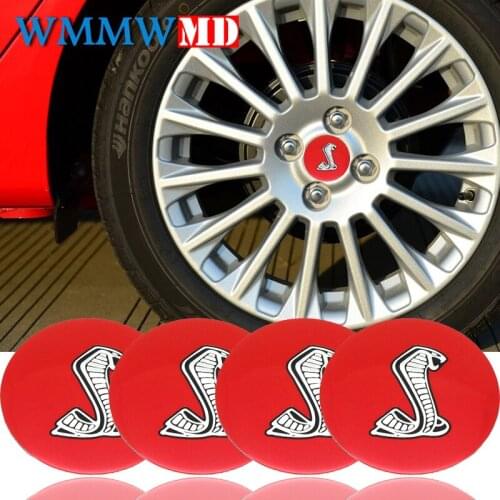4pc Cobra Car Steering tire Wheel Center car sticker Hub Cap Emblem Badge Decals For Ford Mustang Jaguar Hubcap Audi BMW Nissan