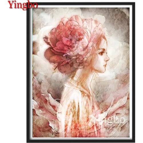 5D DIY Diamond Painting Flower Fairy Picture Diamond Embroidery Cross Stitch Watercolor Art Needlework Mosaic Crafts Home Decor