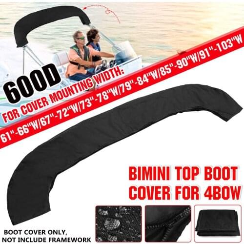 600D 4 BOW Bimini Top Boot Cover No Frame Waterproof Boat Cover Anti UV Dustproof Marine Cover Boat Accessories Black/Blue
