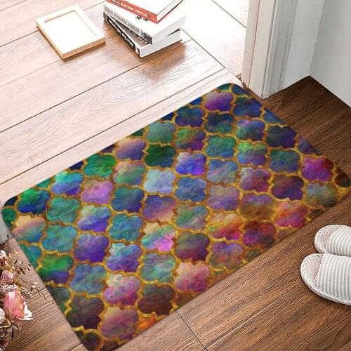 Arabic Moroccan Mosaic Doormat Carpet Mat Rug Polyester Anti-slip Floor Decor Bath Bathroom Kitchen Balcony 40x60