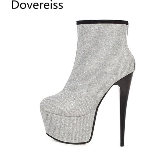 Dovereiss Fashion Womens Shoes Winter new Sexy Short boot Platform Elegant Concise Mature Zipper Short boots big size 31 48