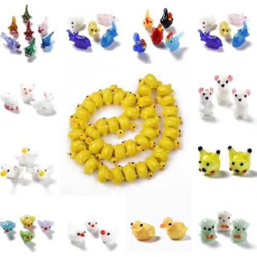 40pcs/strand New Pumpkin Duck Shape Handmade Lampwork Beads Loose Bead Charms For Bracelet Necklace DIY Jewelry Making Findings