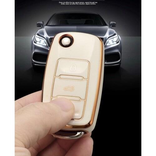 3D Gold Plating Car Key Case Cover For VW Volkswagen Polo Tiguan Passat B5 B6 B7 Golf 4 5 6 MK6 Jetta Lavida Skoda Octavia A5