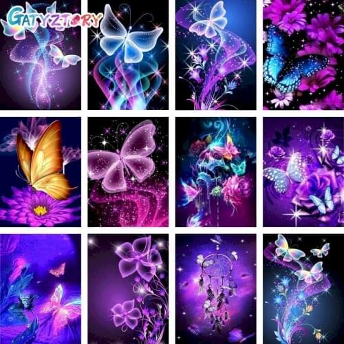 GATYZTORY Coloring By Numbers Butterfly Acrylic Handpainted Wall Art Painting By Numbers For Children Animals Home Decor Kits