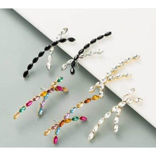 Letter K-shaped Colorful Crystal Metal Rhinestone Geometric Earrings Girl Creative Personality Pendant Party Jewelry Accessories