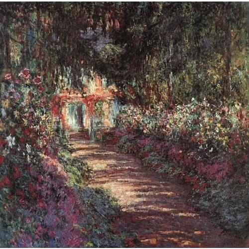 Flowers road - Claude Monet oil painting reproduction,100% Hand Painted by Professional Artist,50*60cm