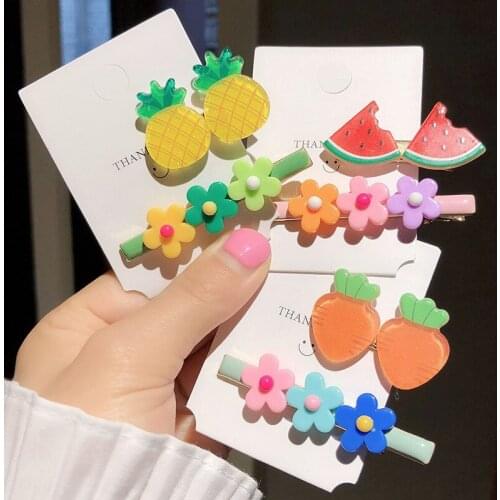 Colorful fruit flowers while clip hairpin suits web celebrity girl lovely hairpin children hair accessories 2pcs/lot