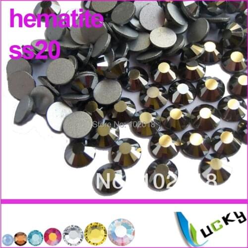 Top quality nail crystals ss20 Hematite Color Flat back non hotfix rhinestones Strass beads without glue for DIY 1440pcs