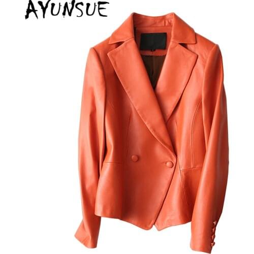 AYUNSUE Casual Real Leather Coat Women Natural Sheepskin Jacket Genuine Leather Womens Spring Jackets jaqueta feminina ZJZ1702