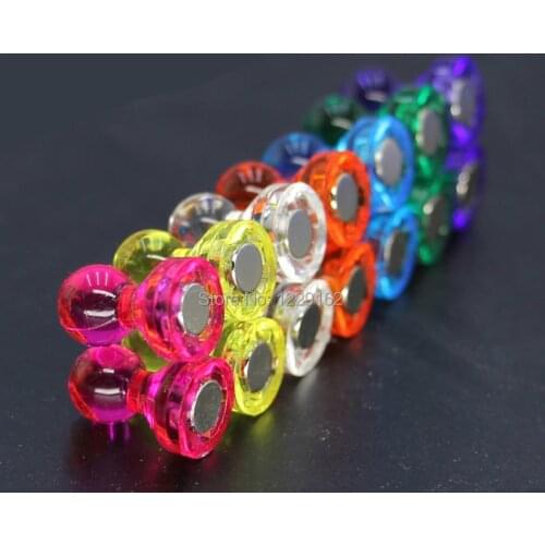 Hot !! (7pcs/set )Transparent Noticeboard Skittle Pin Magnets Multi Color Magnetic thumbtack Whiteboard Message sticker