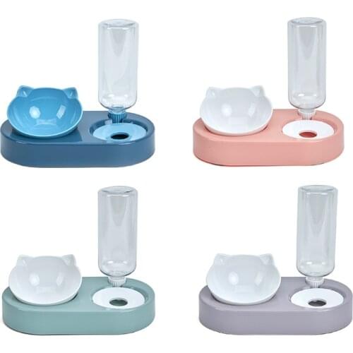 Cat Bowl and Automatic Water Dispenser Cat Feeder for Easy Water Drinking Pet Supplies