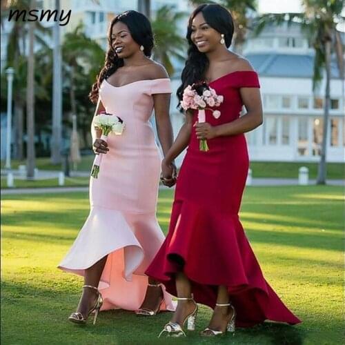 Custom Made 2018 Cheap Mermaid Bridesmaid Dresses African Off Shouder Long Vintage Wedding Guest Gowns Lace Arabic