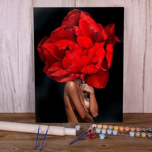 Flower Women Coloring By Numbers Painting Complete Kit Acrylic Paints 50*70 Canvas Pictures Home Decoration For Handicraft