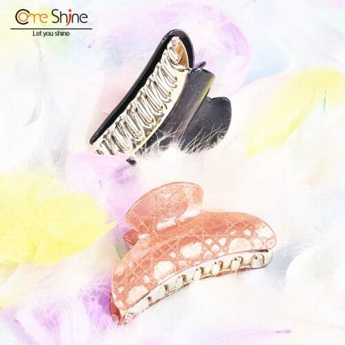 2021 New Hair Clips Geometric Glitter Acrylic Hair Claw Clip Ladies Fashion Hair Products Accessories for Women Come Shine