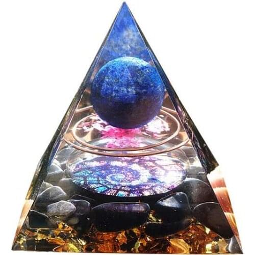 Orgonite Pyramid Amethyst Crystal Sphere With Obsidian Natural Cristal Stone Orgone Energy Healing Reiki Chakra Multiplier 60mm