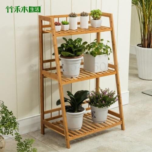 Flower Stand Bamboo Floor Indoor Multi-level Ladder Flower Stand Balcony Living Room Outdoor Fleshy Flower Pot Rack