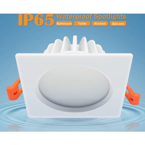 Led IP65 Downlight Waterproof Square Round Recessed Downlight 5W 7W 9W 12W 15W Ceiling Led Spot Lamp For Bathroom Toilet Balcony