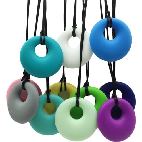 Min order 5pcs/lot Fashion In candy colours Silicone Teething Necklace Pendants NEW Trendy Teething Round Teether