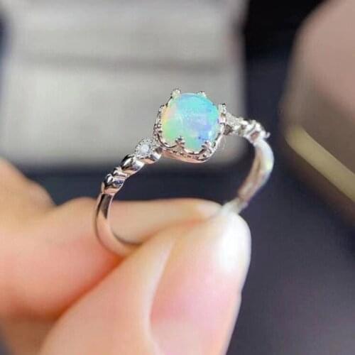 Simple stylish Personality 100% Natural and Real Opal Ring 925 sterling silver Ring