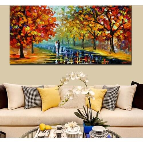 Hand Painted Acrylic Texture Impression Landscape Palette Knife Painting on Canvas Paris Street Picture Wall Art for Living Room
