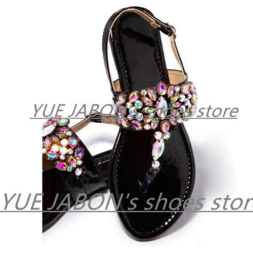 Black Transparent Woman Sandals Summer Big Diamond Shoes Lager Size 43 Women Sandal Female Crystal Beach Slippers Jelly Shoes