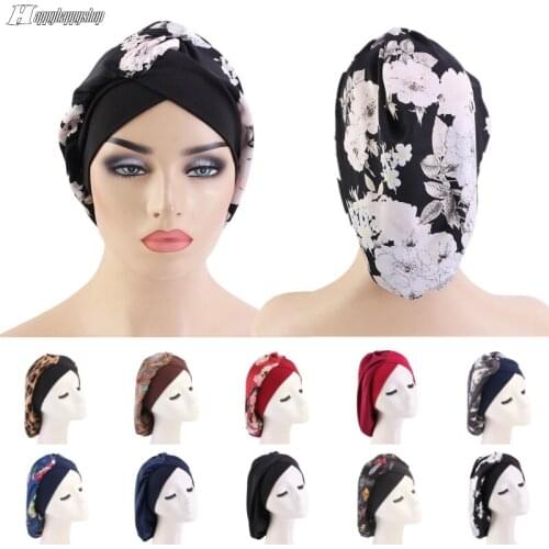 Soft Satin Bandanas Cap Women India Turban Head Cover Bonnet Islamic Headwear Ladies Hair Loss Sleep Hat Headwrap Turbante