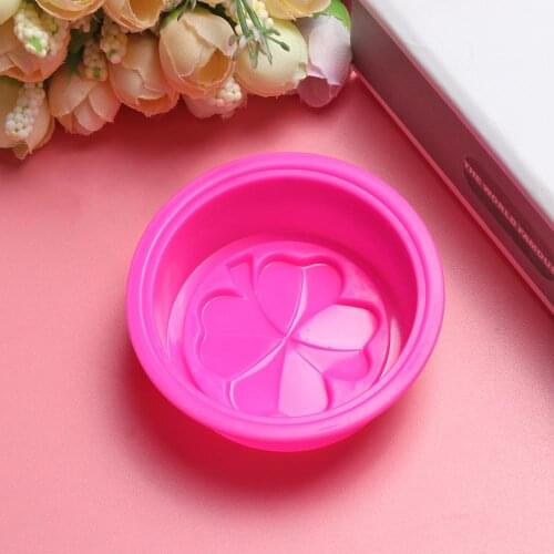 Flowers Silicone Soap Mold Multifunction Candle Molds Cake Candy Baking Mould DIY Handmade Craft Four-leaf clover/Oval/Oval Pink