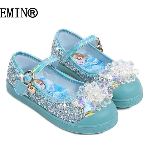 Girls Crystal Shoes 2021 Summer New High-Heeled Princess Dance Casual Fashion All-Match Leather Shoes