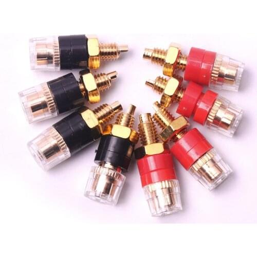 High Quality Universal Current Terminals Banana Plug Socket Connector 4pcs Red+ 4pcs Black Speaker Sockets Accessories Hot Sale
