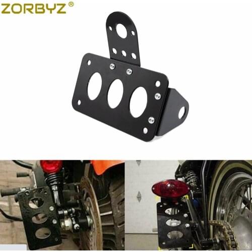 ZORBYZ Motorcycle Black Aluminum Tail Light Side Mount License Plate Bracket For Harley Sportster Chopper Custom