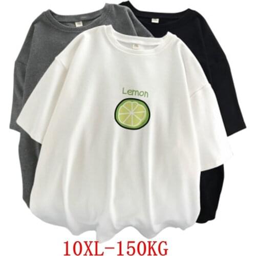 Large size womens T-shirt plus size 7XL 8XL 9XL 10XL summer round neck short sleeve loose black and white red big T-shirt top