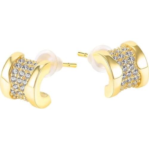 POTCET Korea 2021 Fashion Womens Stainless Steel C-shape Geometric Titanium Steel Stud Earrings Hip Hop Free Shipping Jewelry