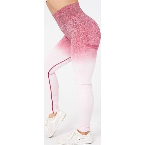 Sports Leggings Women Fitness Ombre High Waist Push Up Sweatpant Workout Jogging Athletics Gym Tight Training Legging