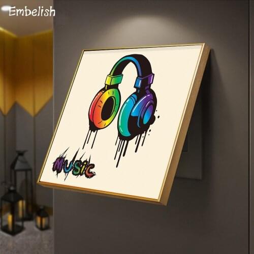 1 Pieces Graffiti Style Rainbow Headphone HD Print On Canvas Oil Paintings Modern Home Decor Posters For Living Room Pictures